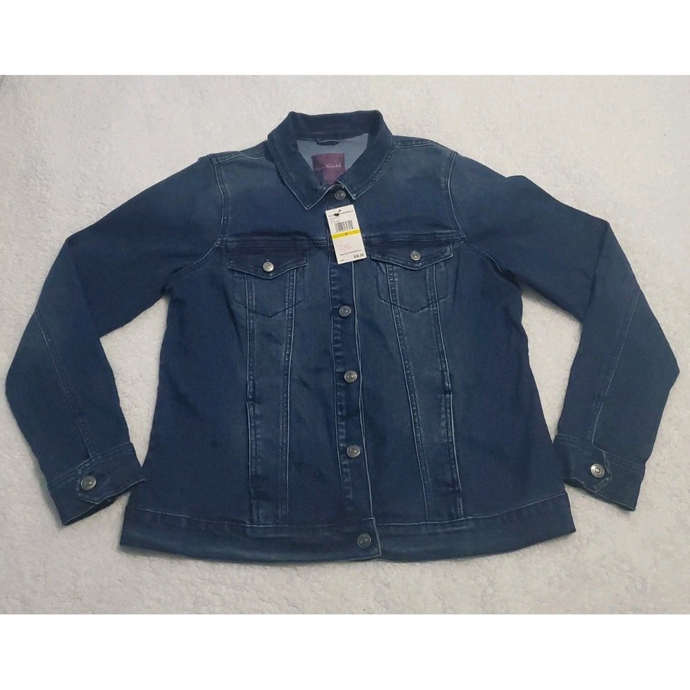 Vintage Gloria Vanderbilt Premium Denim Jean Jacket Medium Blue Stretch